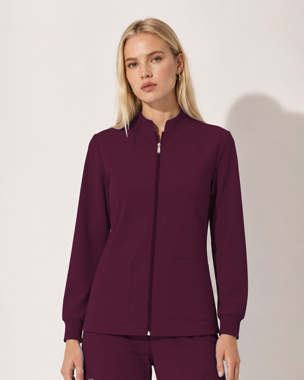 Foundry Women's 6005 Ellis 2 Pocket Scrub Jacket Wine