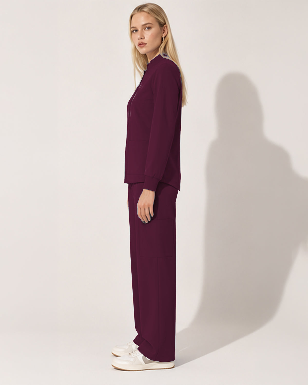 Foundry Women's 6005 Ellis 2 Pocket Scrub Jacket Wine