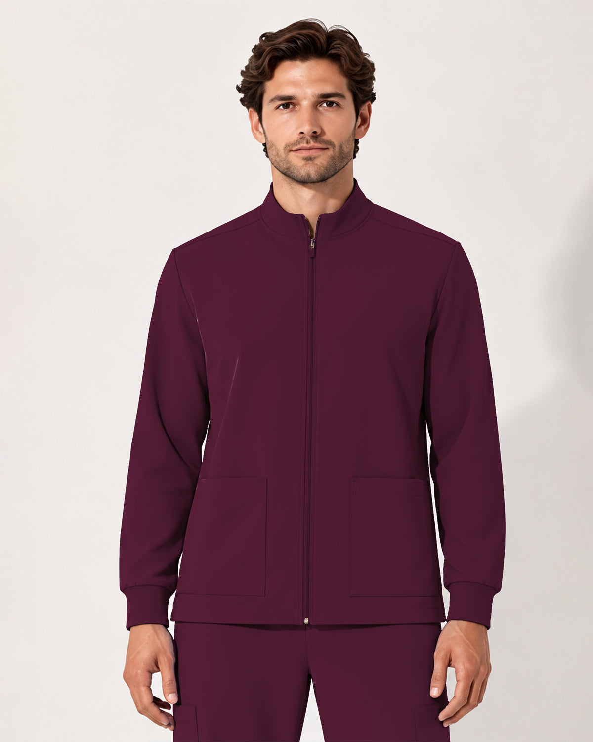 Foundry Men's 6505 Slate Men'S 2 Pocket Scrub Jacket Wine