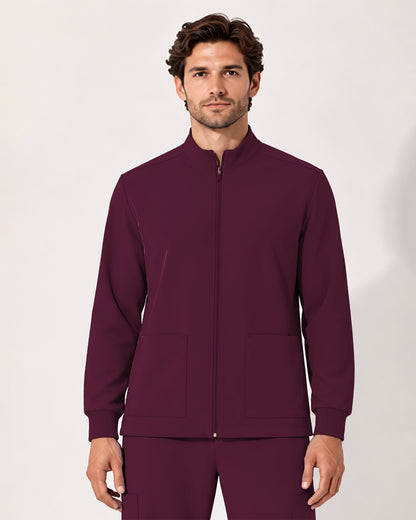 Foundry Men's 6505 Slate Men'S 2 Pocket Scrub Jacket Wine