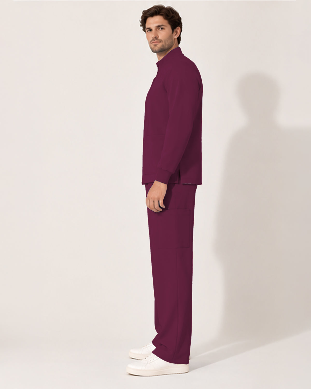 Foundry Men's 6505 Slate Men'S 2 Pocket Scrub Jacket Wine