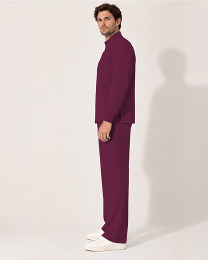 Foundry Men's 6505 Slate Men'S 2 Pocket Scrub Jacket Wine