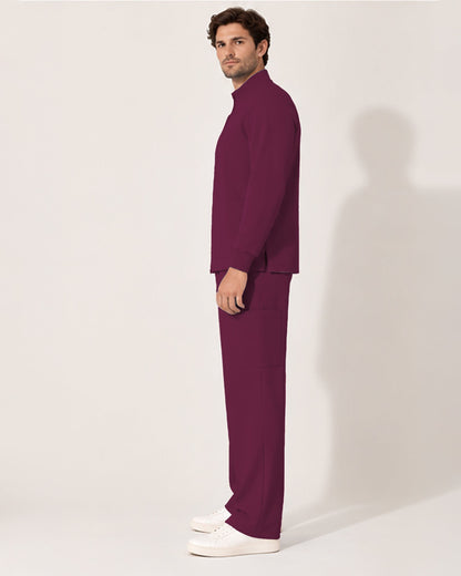 Foundry Men's 6505 Slate Men'S 2 Pocket Scrub Jacket Wine