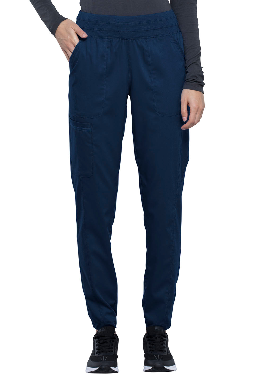 Revolution WW011 Natural Rise Jogger Navy Model Image Front | Cherokee Workwear