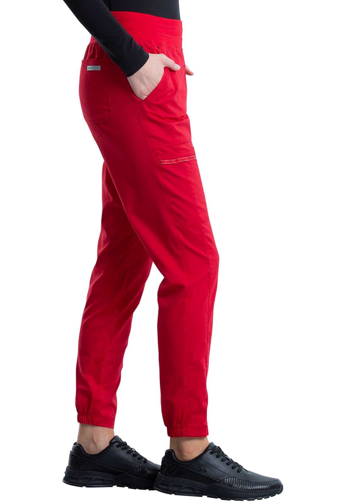 Revolution WW011 Natural Rise Jogger Red Model Image Left Side | Cherokee Workwear