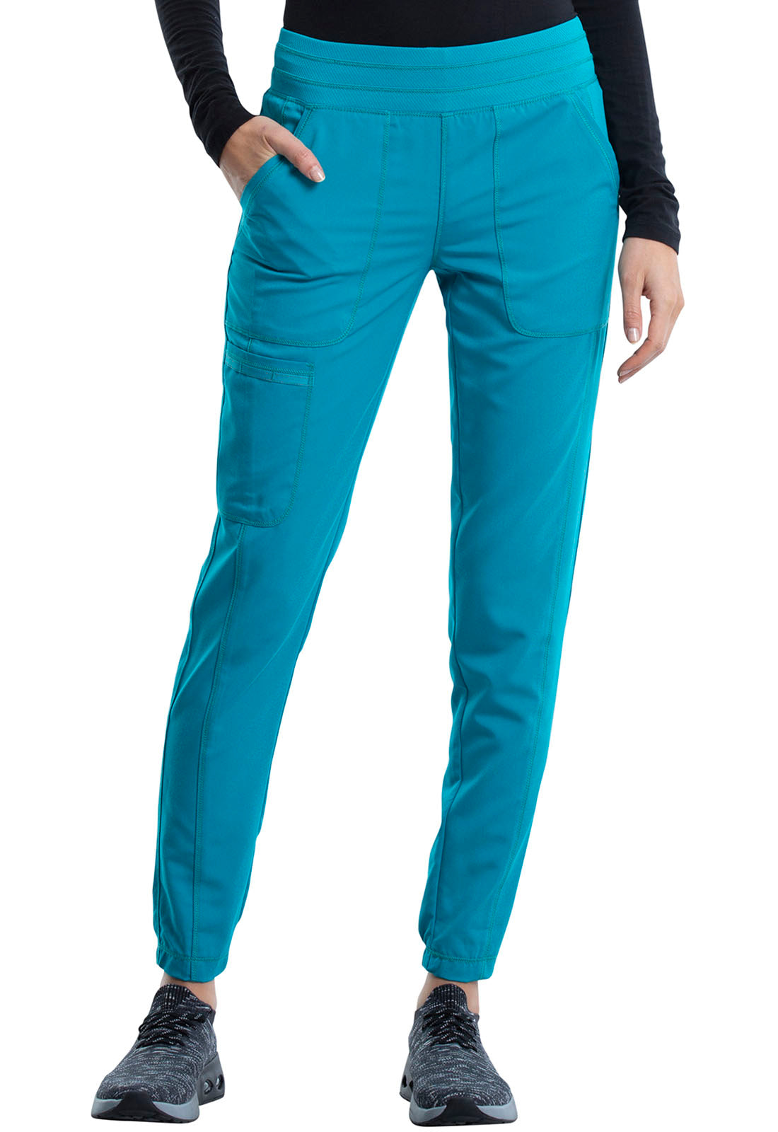 Revolution WW011 Natural Rise Jogger Teal Blue Model Image Front | Cherokee Workwear