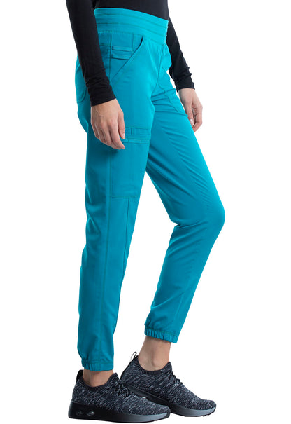 Revolution WW011 Natural Rise Jogger Teal Blue Model Image Left Side | Cherokee Workwear