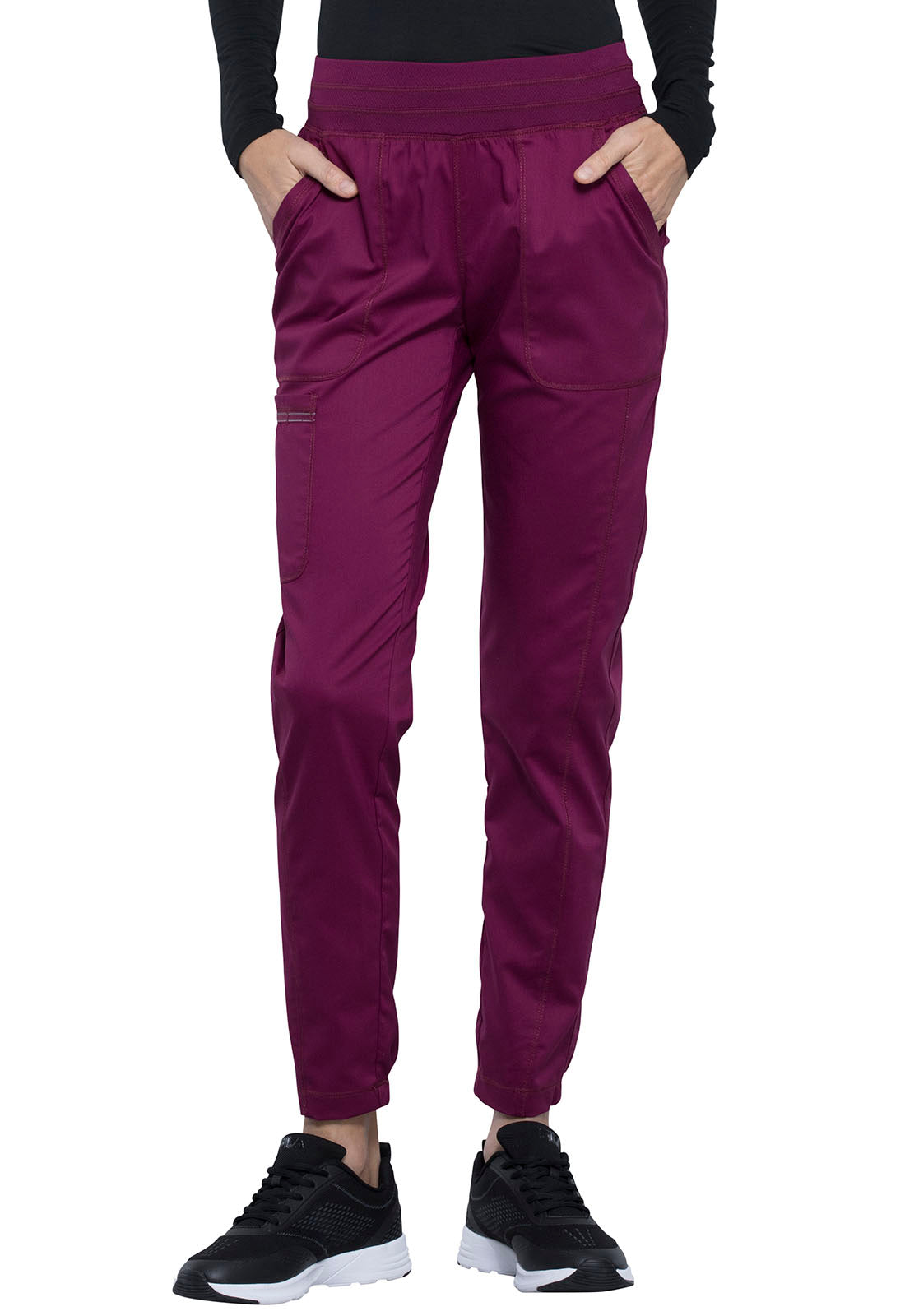 Revolution WW011 Natural Rise Jogger Wine Model Image Front | Cherokee Workwear