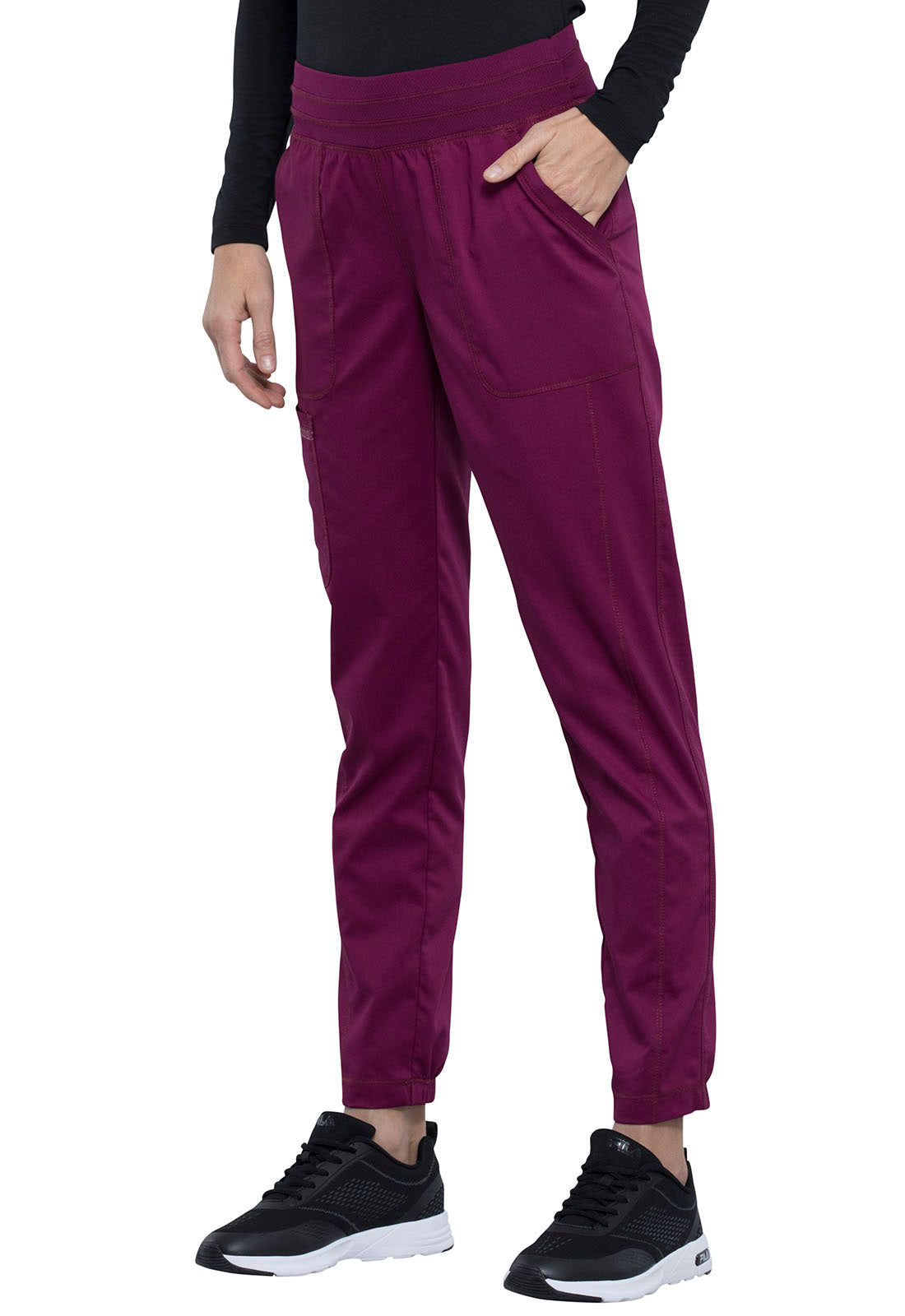 Revolution WW011 Natural Rise Jogger Wine Model Image Right Side | Cherokee Workwear