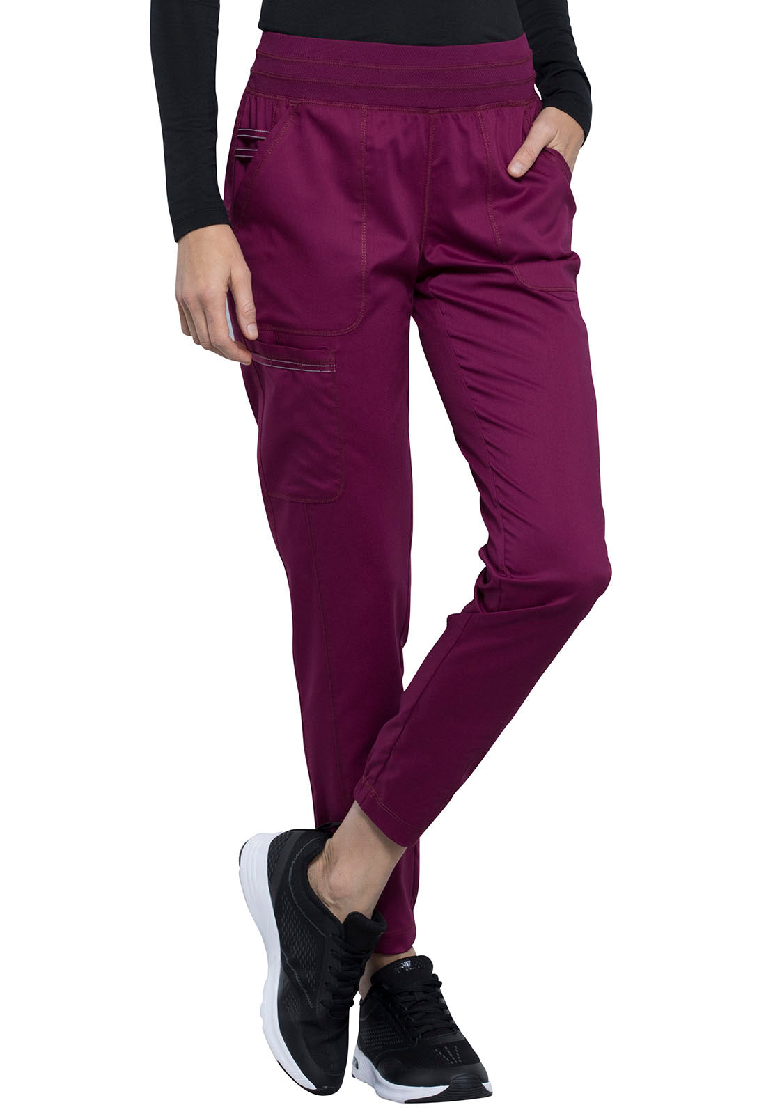 Revolution WW011 Natural Rise Jogger Wine Model Image Left Side | Cherokee Workwear