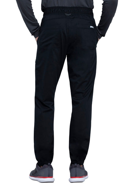 Revolution WW012 Men's Natural Rise Jogger Black Model Image Back | Cherokee Workwear