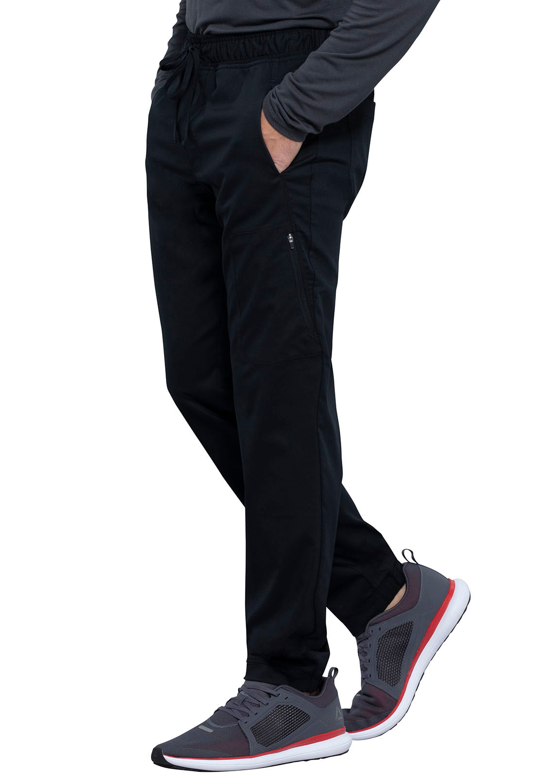 Revolution WW012 Men's Natural Rise Jogger Black Model Image Right Side | Cherokee Workwear