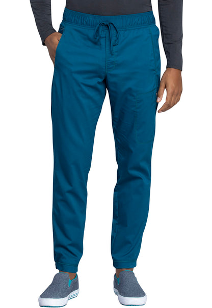 Revolution WW012 Men's Natural Rise Jogger Caribbean Blue Model Image Front | Cherokee Workwear