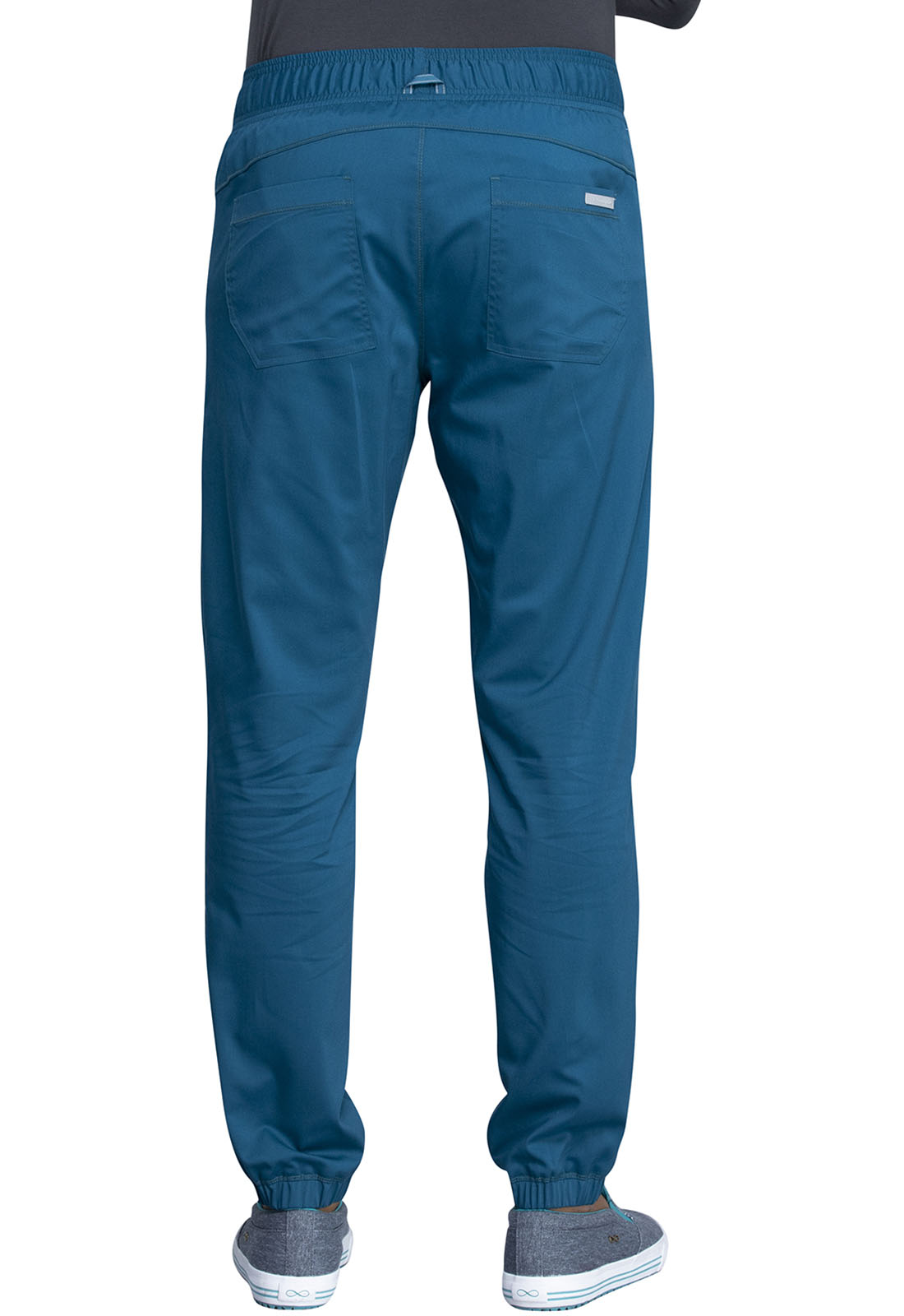 Revolution WW012 Men's Natural Rise Jogger Caribbean Blue Model Image Back | Cherokee Workwear