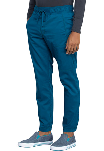 Revolution WW012 Men's Natural Rise Jogger Caribbean Blue Model Image Right Side | Cherokee Workwear