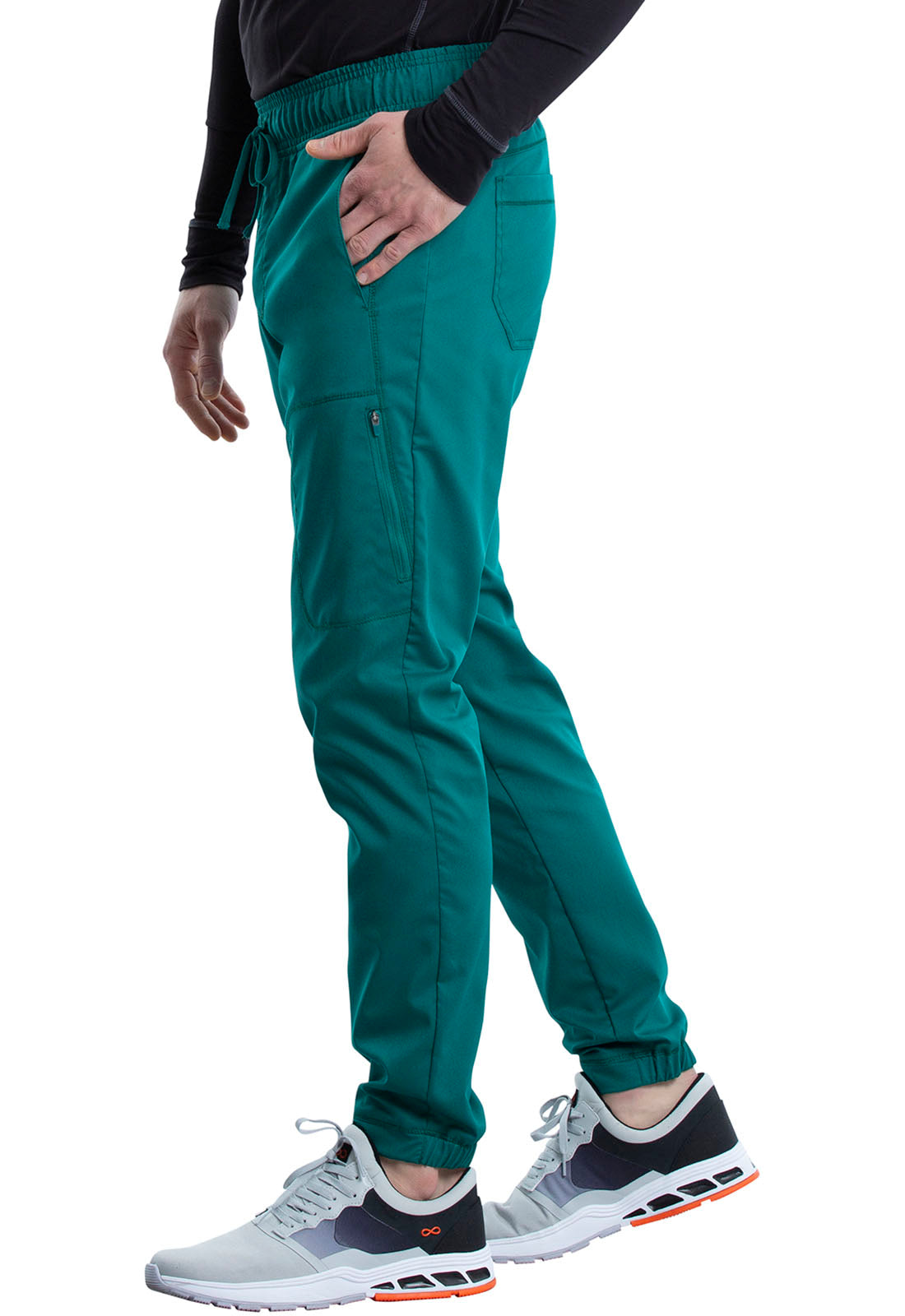 Revolution WW012 Men's Natural Rise Jogger Hunter Green Model Image Right Side | Cherokee Workwear