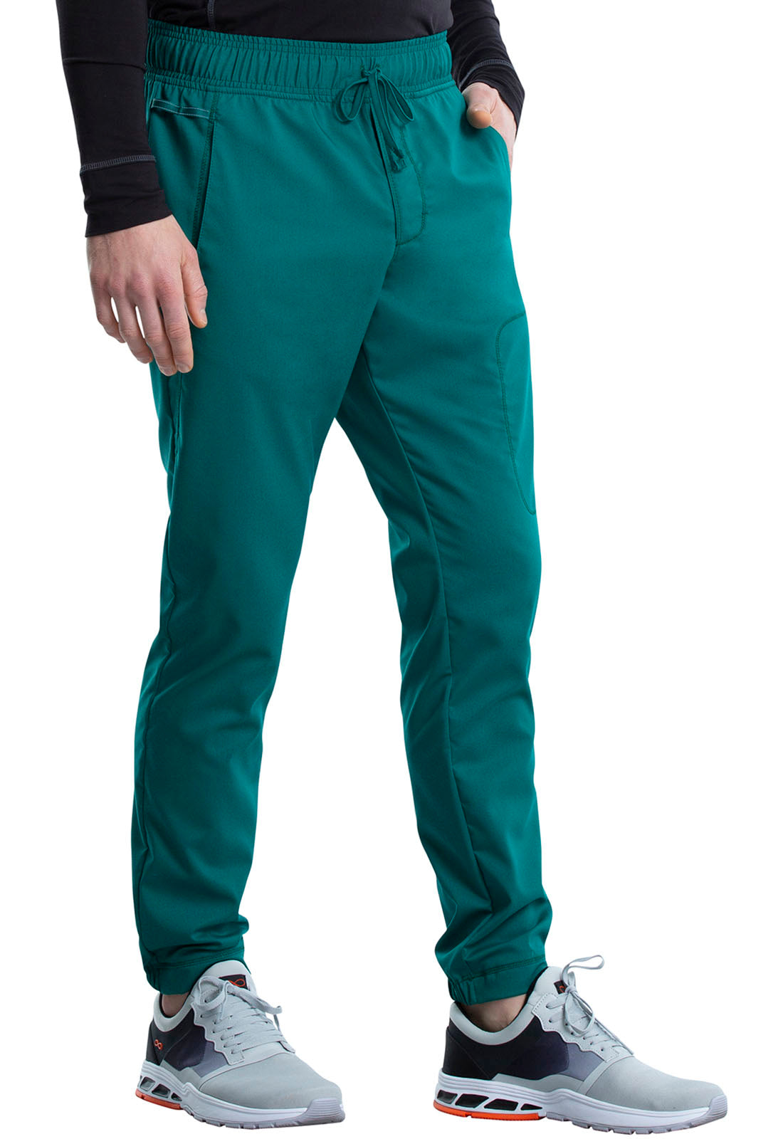 Revolution WW012 Men's Natural Rise Jogger Hunter Green Model Image Left Side | Cherokee Workwear