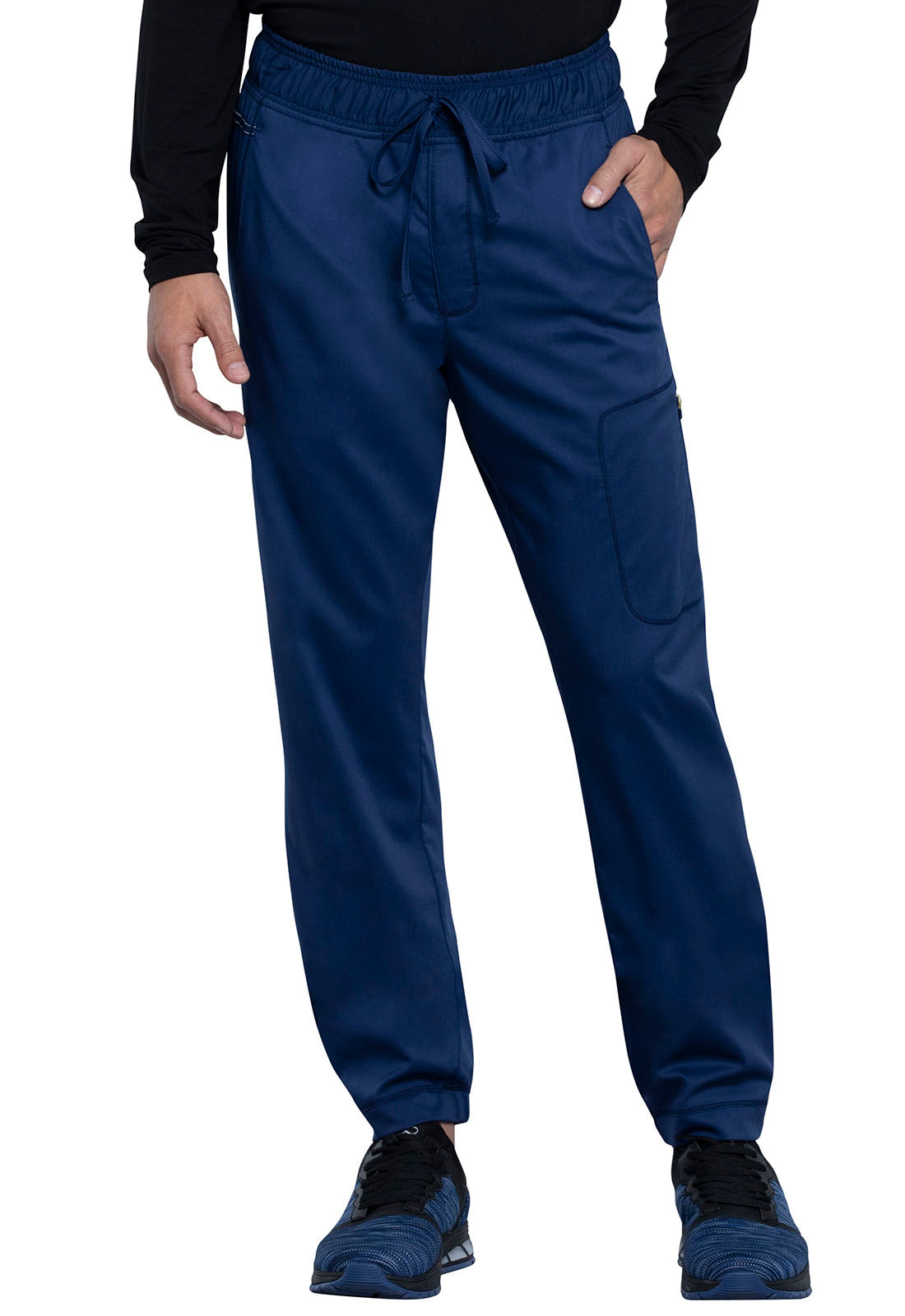 Revolution WW012 Men's Natural Rise Jogger Navy Model Image Front | Cherokee Workwear