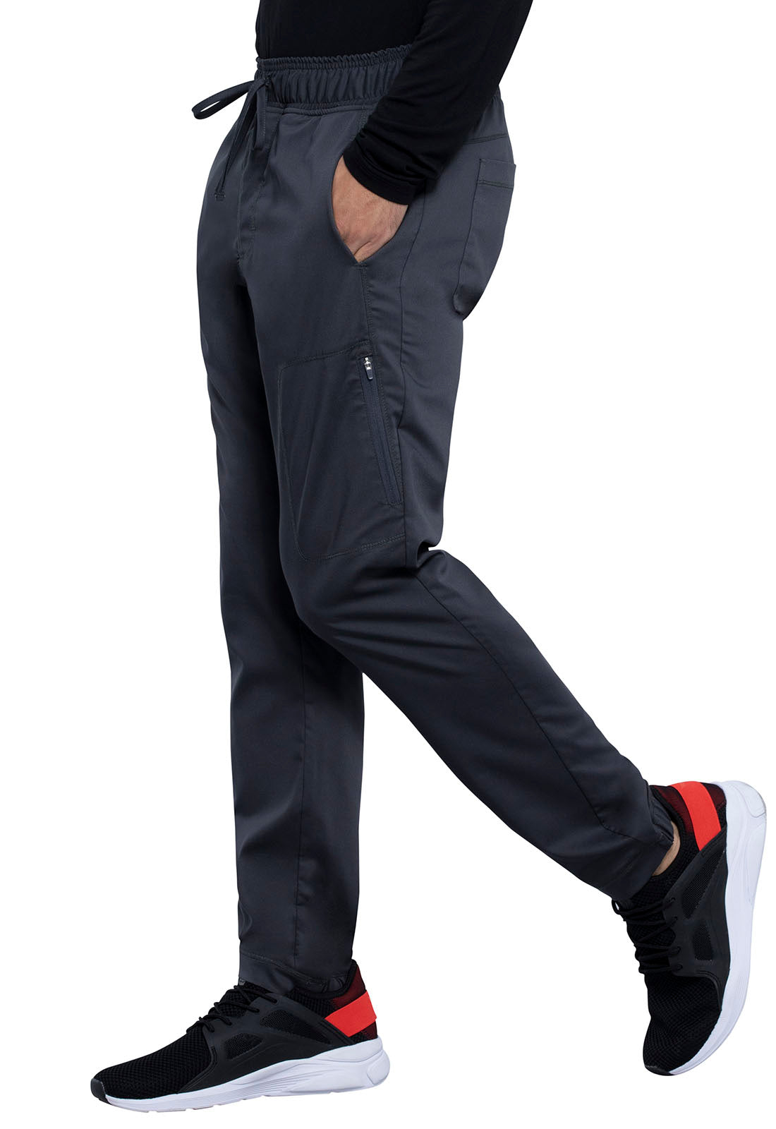 Revolution WW012 Men's Natural Rise Jogger Pewter Model Image Right Side | Cherokee Workwear