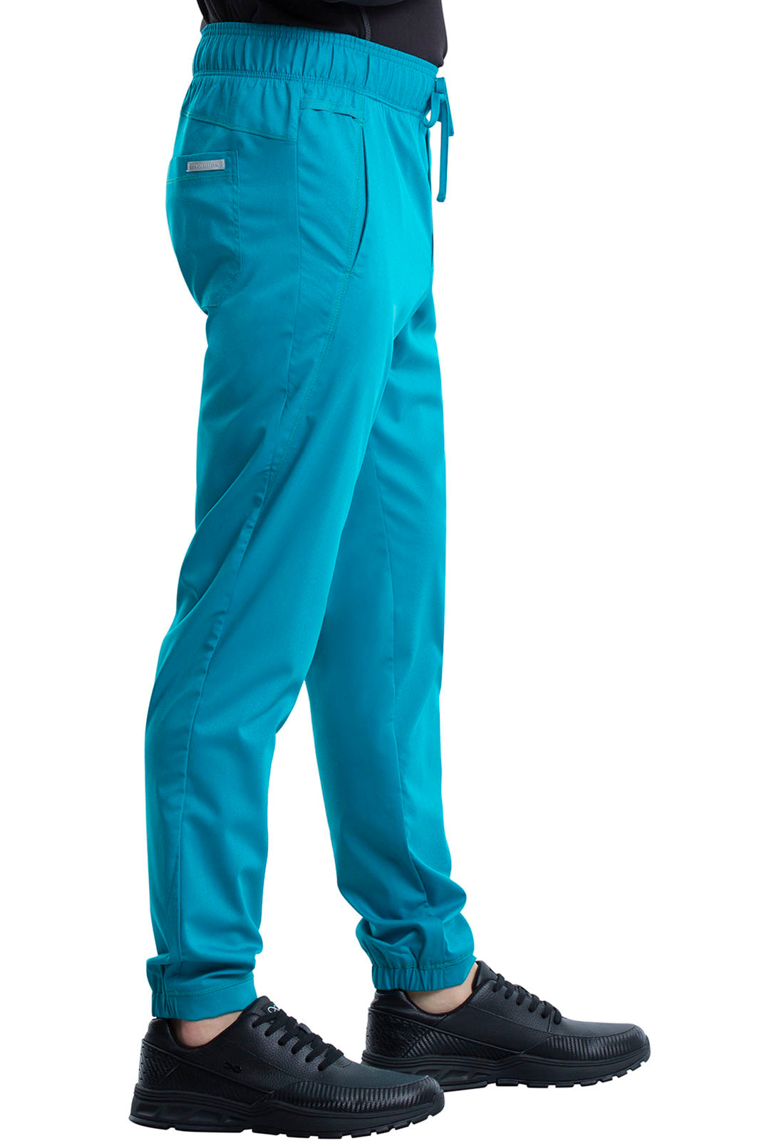 Revolution WW012 Men's Natural Rise Jogger Teal Blue Model Image Left Side | Cherokee Workwear