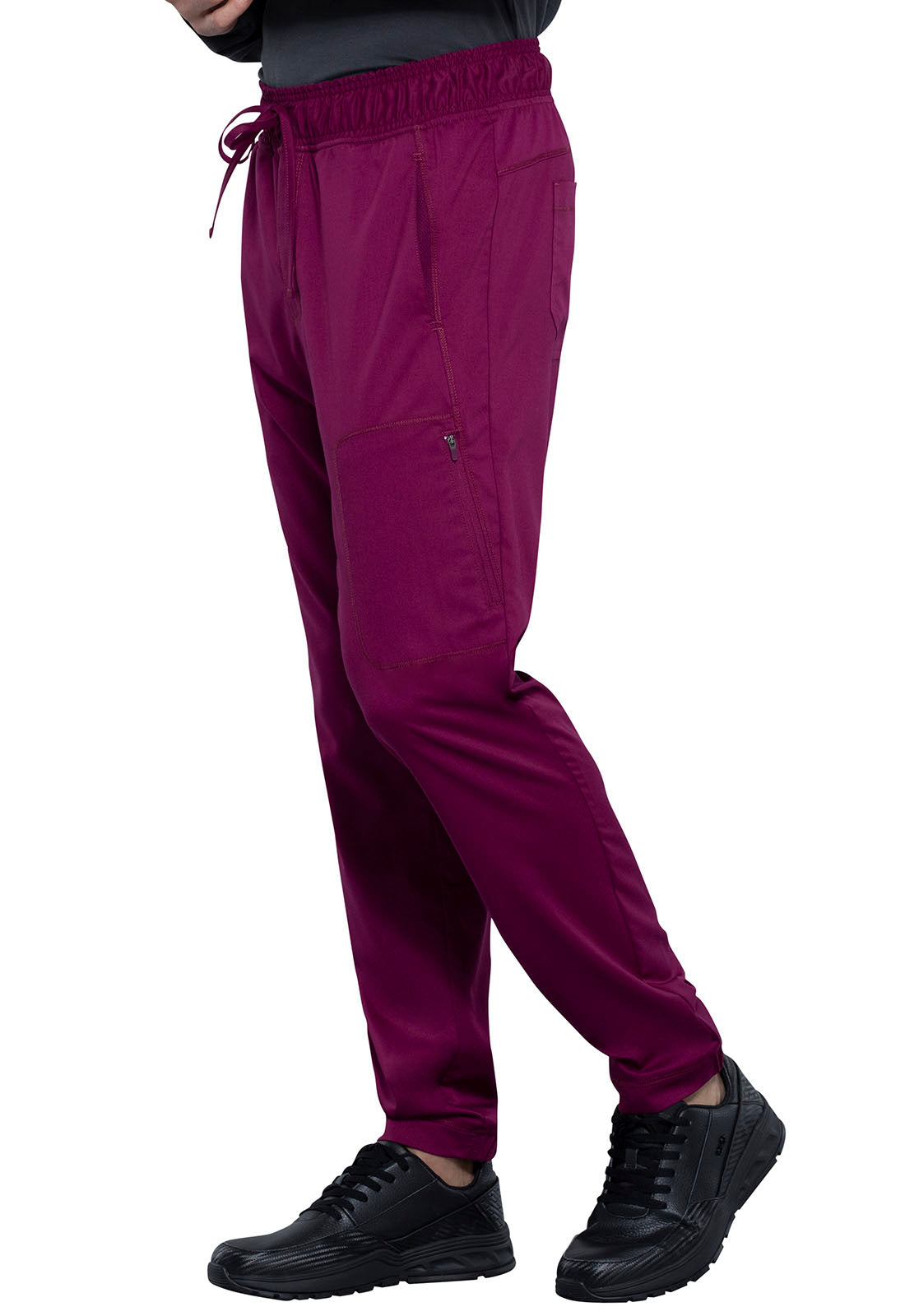 Revolution WW012 Men's Natural Rise Jogger Wine Model Image Right Side | Cherokee Workwear