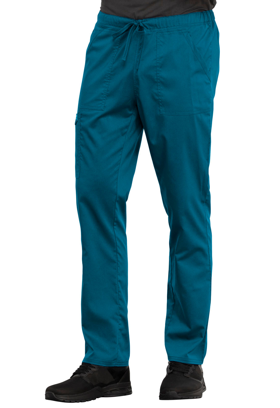 Revolution WW020 Unisex Tapered Leg Drawstring Pants Caribbean Blue Model Image Right Side | Cherokee Workwear