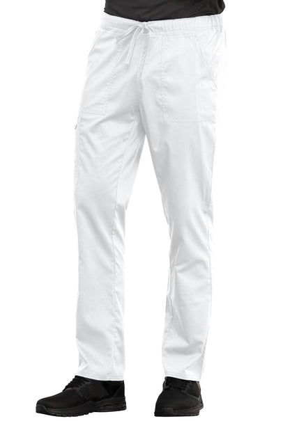 Revolution WW020 Unisex Tapered Leg Drawstring Pants White Model Image Right Side | Cherokee Workwear