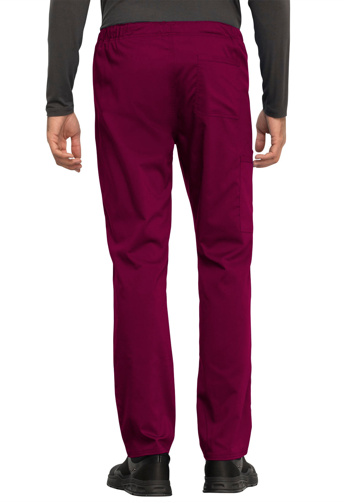 Revolution WW020 Unisex Tapered Leg Drawstring Pants Wine Model Image Back | Cherokee Workwear