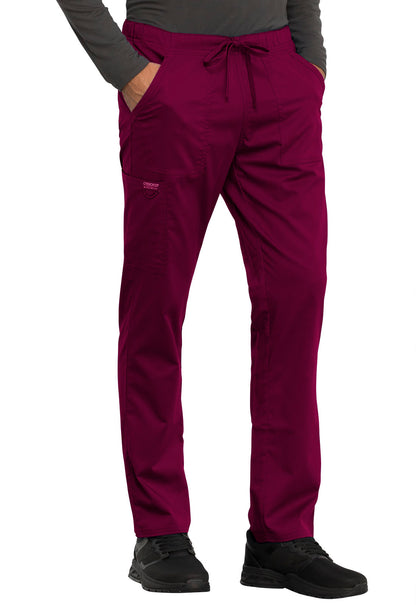 Revolution WW020 Unisex Tapered Leg Drawstring Pants Wine Model Image Left Side | Cherokee Workwear