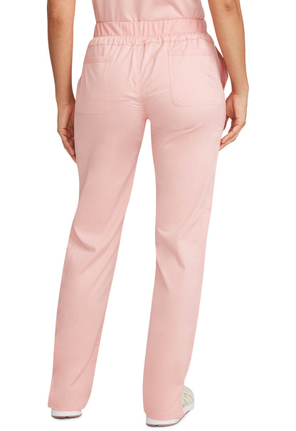 Revolution WW105 Mid Rise Tapered Leg Drawstring Pants Pink Essence Model Image Back | Cherokee Workwear