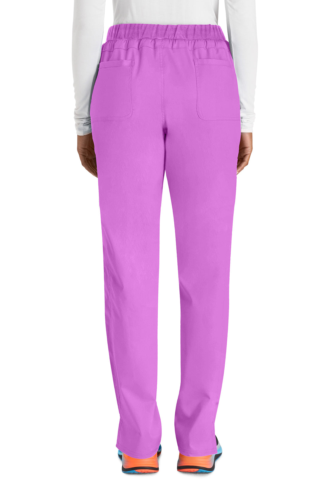 Revolution WW105 Mid Rise Tapered Leg Drawstring Pants Sweet Berry Model Image Back | Cherokee Workwear