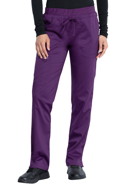 Revolution WW105 Mid Rise Tapered Leg Drawstring Pants Eggplant Model Image Front | Cherokee Workwear