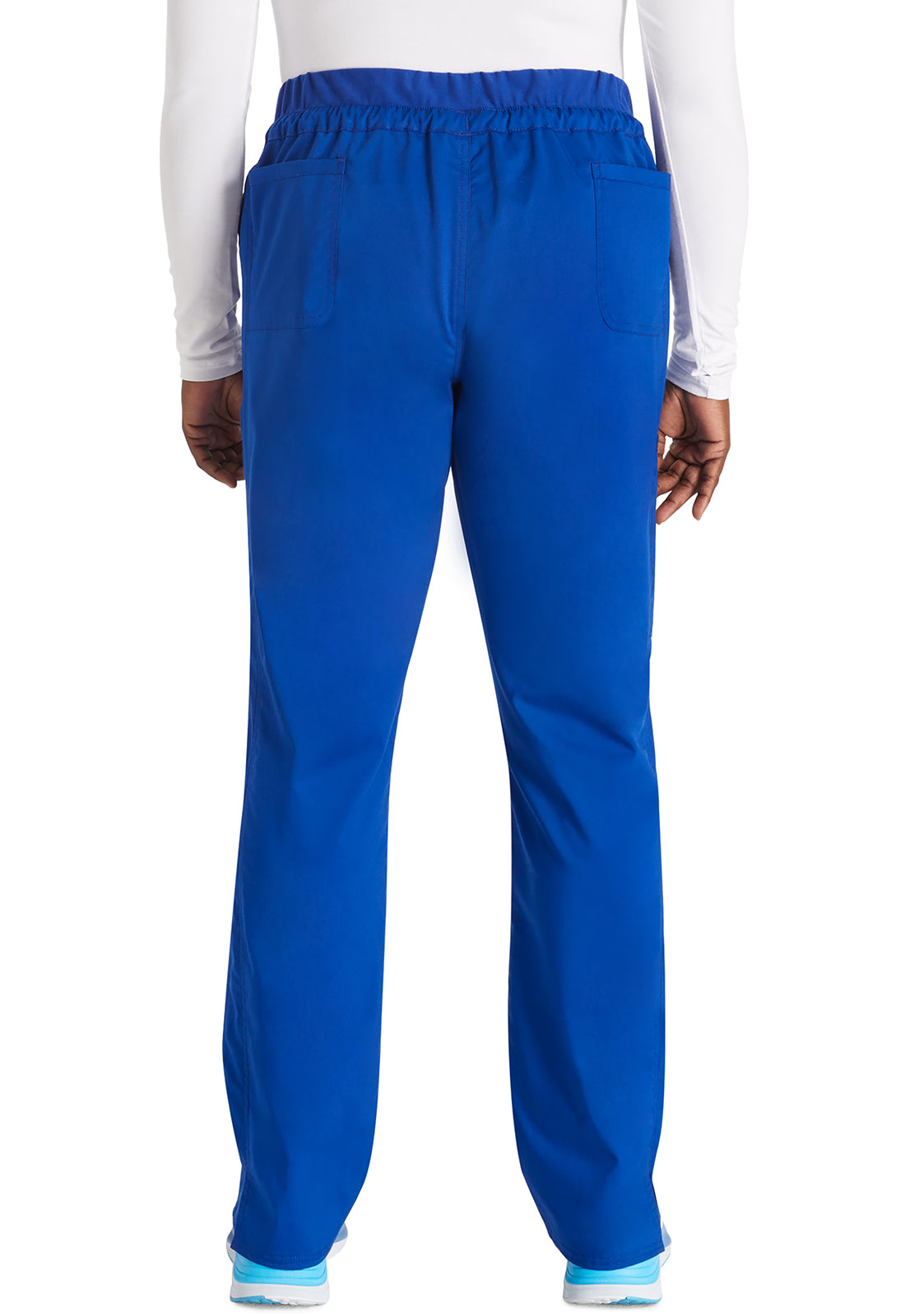 Revolution WW105 Mid Rise Tapered Leg Drawstring Pants Galaxy Blue Model Image Back | Cherokee Workwear