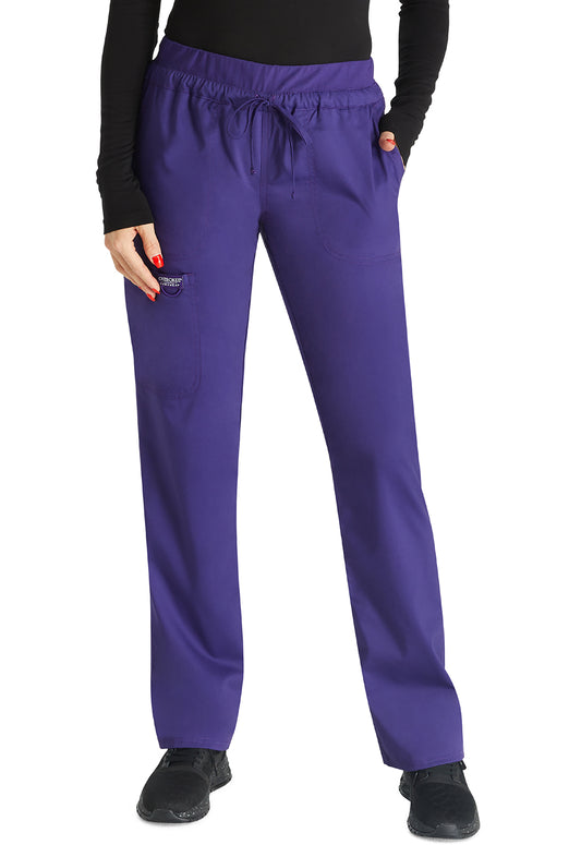 Revolution WW105 Mid Rise Tapered Leg Drawstring Pants Grape Model Image Front | Cherokee Workwear