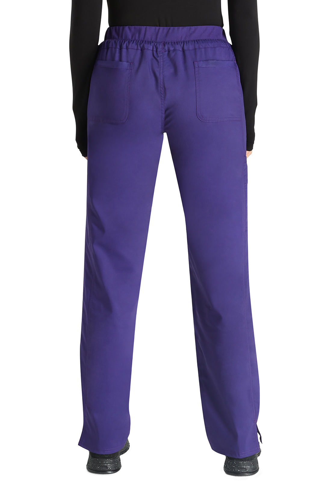 Revolution WW105 Mid Rise Tapered Leg Drawstring Pants Grape Model Image Back | Cherokee Workwear