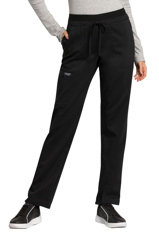 Workwear Revolution WW105 Women's Mid Rise Tapered Leg Drawstring Scrub Pants Black