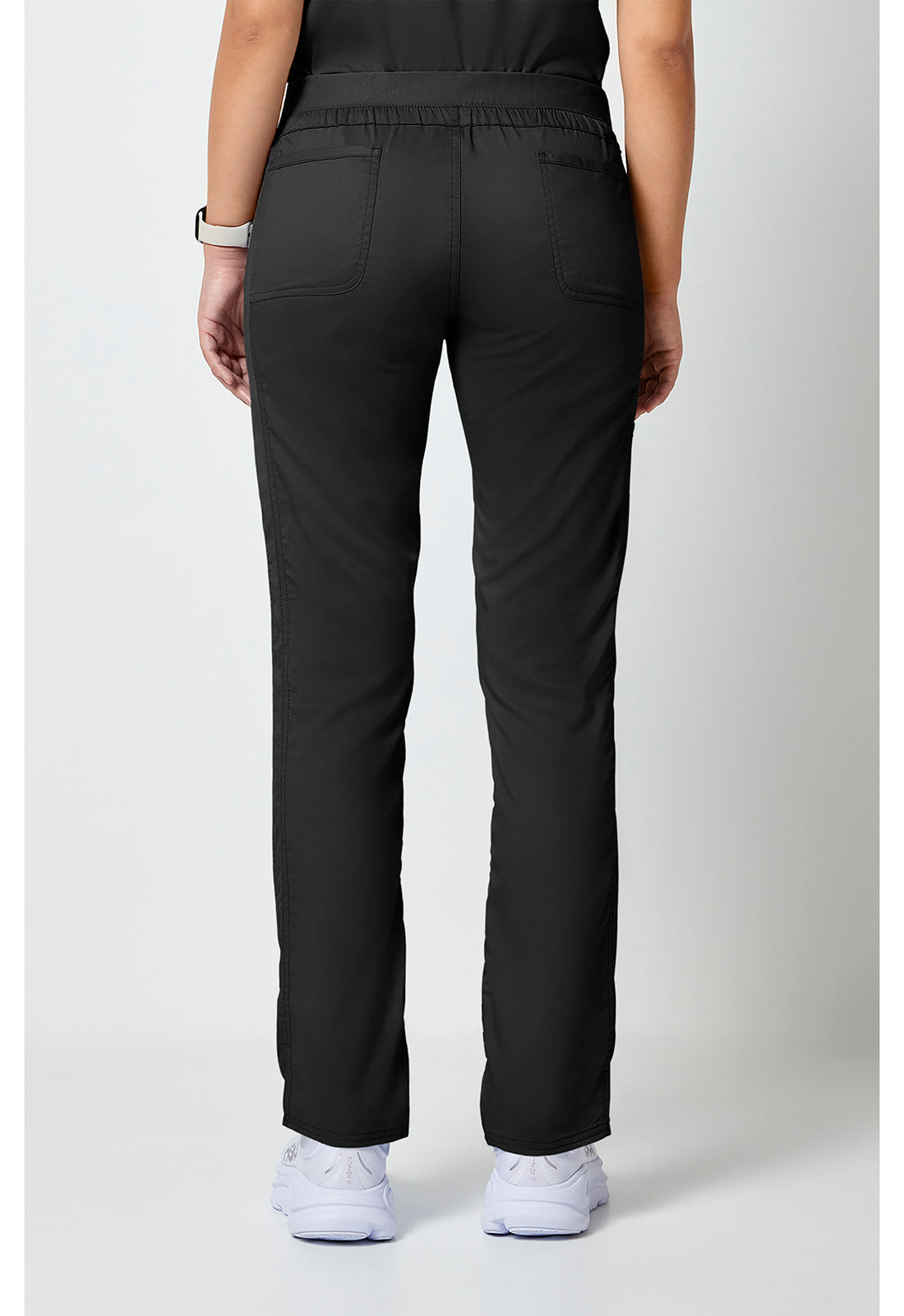 Workwear Revolution WW105 Women's Mid Rise Tapered Leg Drawstring Scrub Pants Black