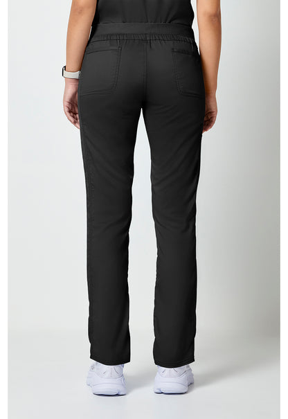 Workwear Revolution WW105 Women's Mid Rise Tapered Leg Drawstring Scrub Pants Black