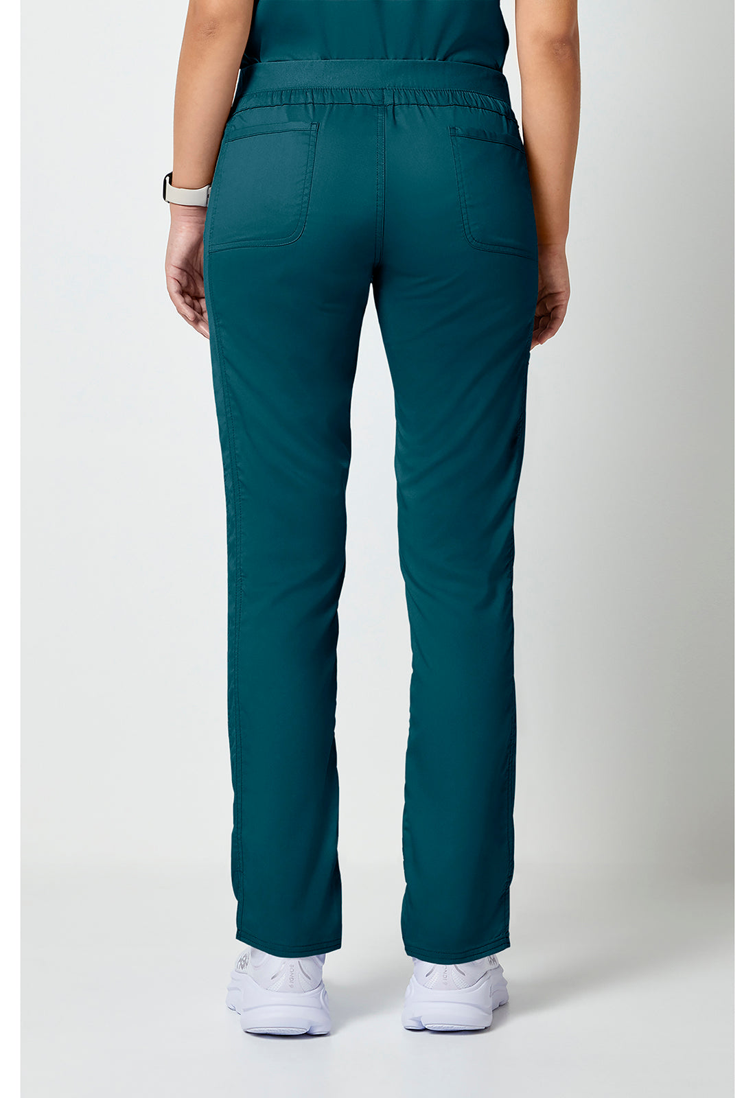Workwear Revolution WW105 Women's Mid Rise Tapered Leg Drawstring Scrub Pants Caribbean Blue