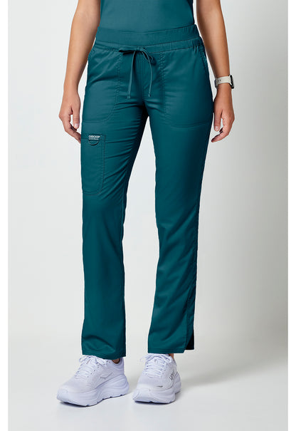 Workwear Revolution WW105 Women's Mid Rise Tapered Leg Drawstring Scrub Pants Caribbean Blue