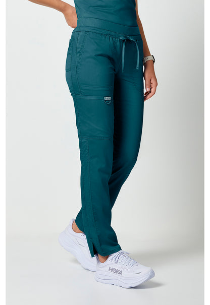 Workwear Revolution WW105 Women's Mid Rise Tapered Leg Drawstring Scrub Pants Caribbean Blue