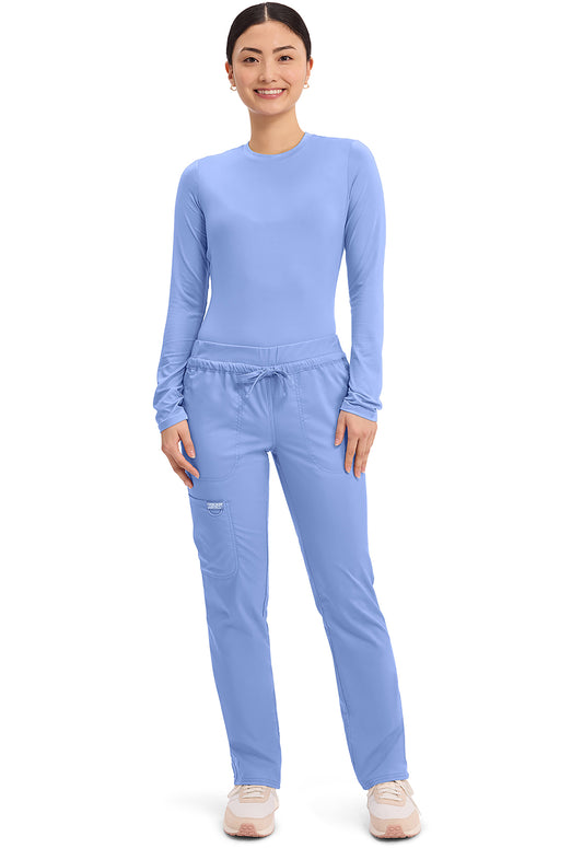 Workwear Revolution WW105 Women's Mid Rise Tapered Leg Drawstring Scrub Pants Ciel Blue