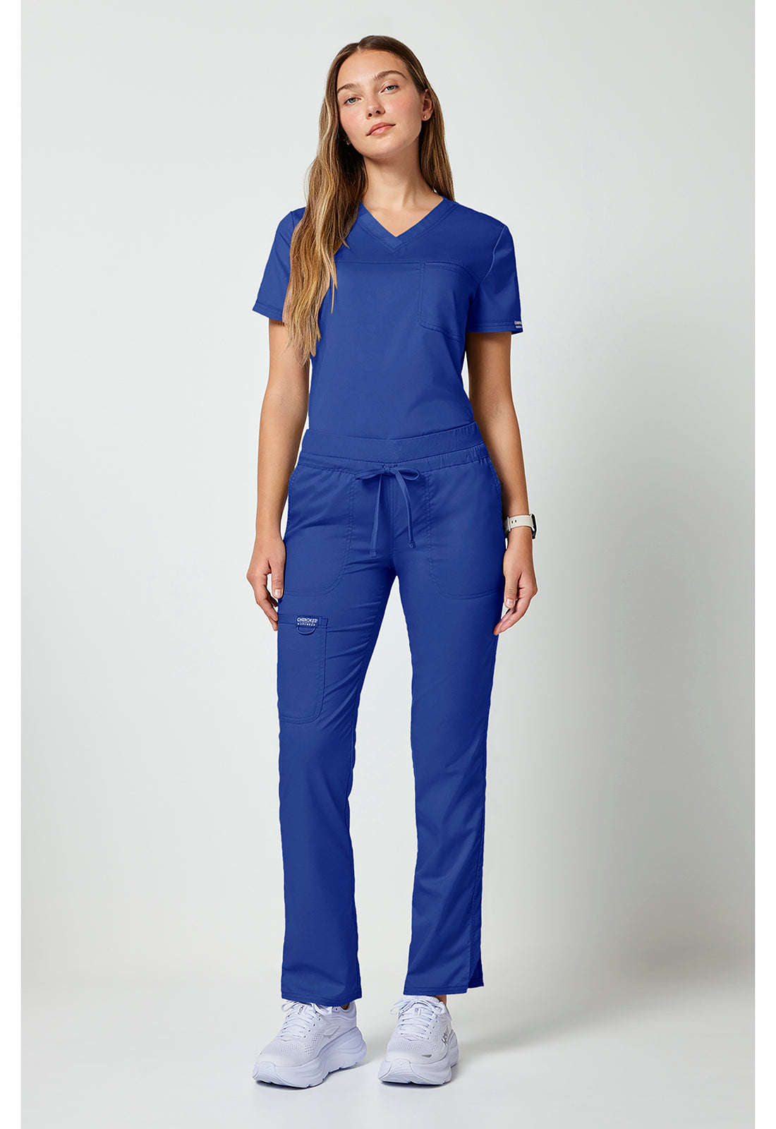 Workwear Revolution WW105 Women's Mid Rise Tapered Leg Drawstring Scrub Pants Galaxy Blue