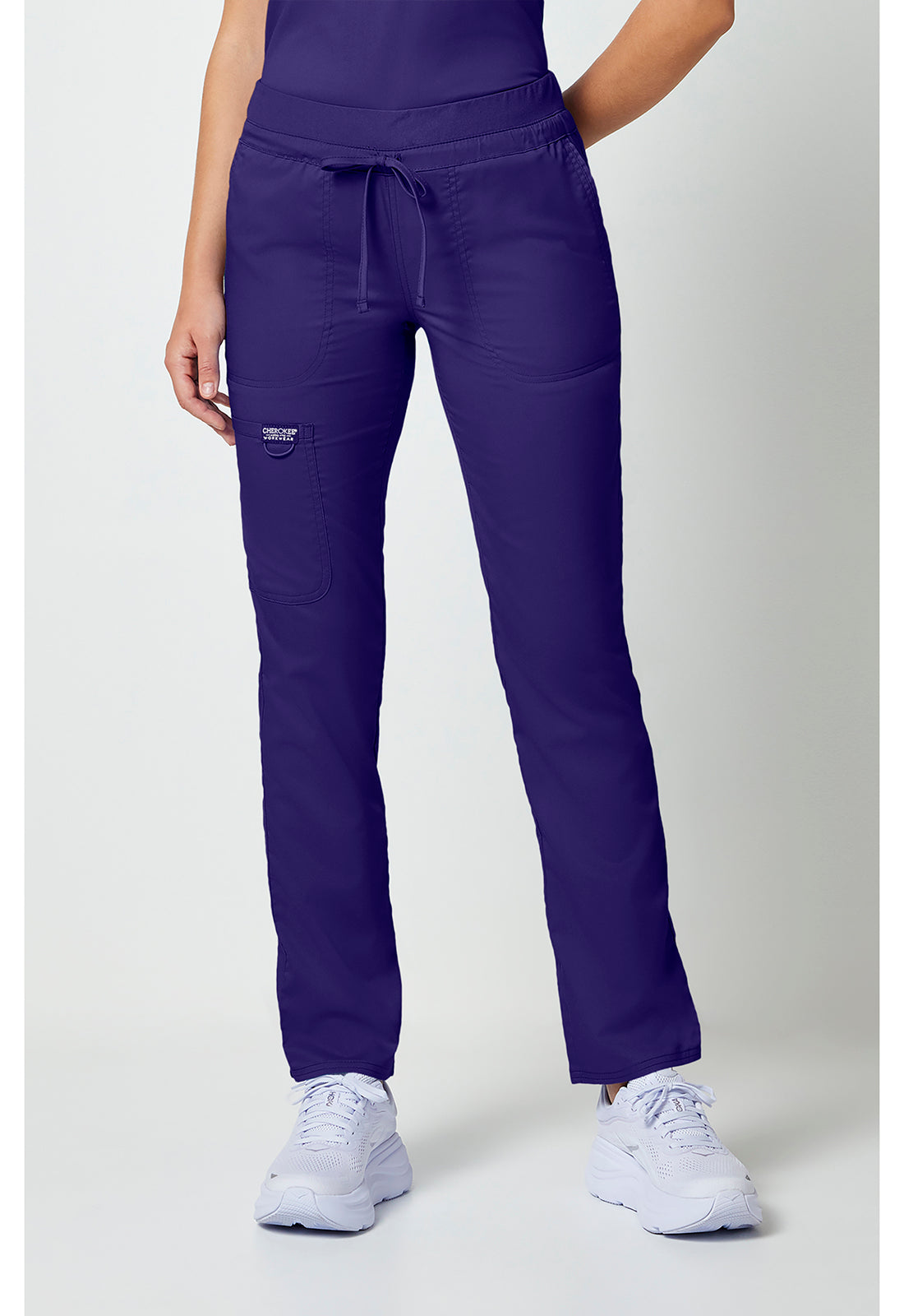 Workwear Revolution WW105 Women's Mid Rise Tapered Leg Drawstring Scrub Pants Grape