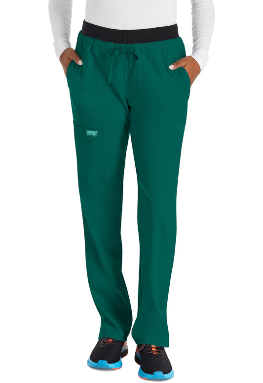 Workwear Revolution WW105 Women's Mid Rise Tapered Leg Drawstring Scrub Pants Hunter Green
