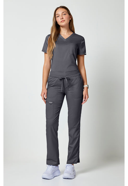 Workwear Revolution WW105 Women's Mid Rise Tapered Leg Drawstring Scrub Pants Pewter