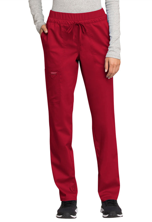 Workwear Revolution WW105 Women's Mid Rise Tapered Leg Drawstring Scrub Pants Red