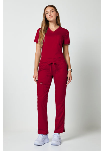 Workwear Revolution WW105 Women's Mid Rise Tapered Leg Drawstring Scrub Pants Red
