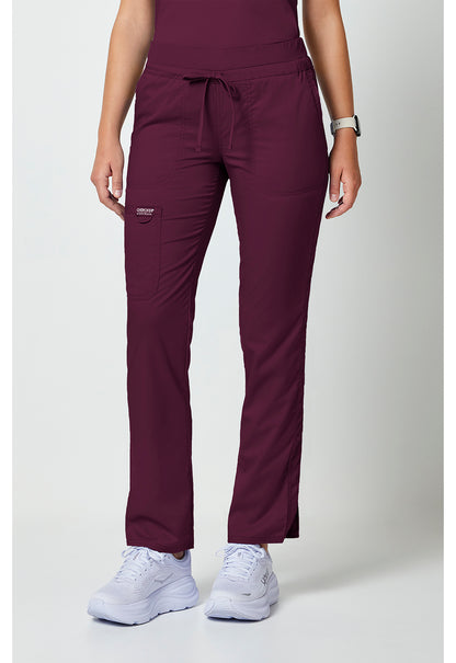 Workwear Revolution WW105 Women's Mid Rise Tapered Leg Drawstring Scrub Pants Wine