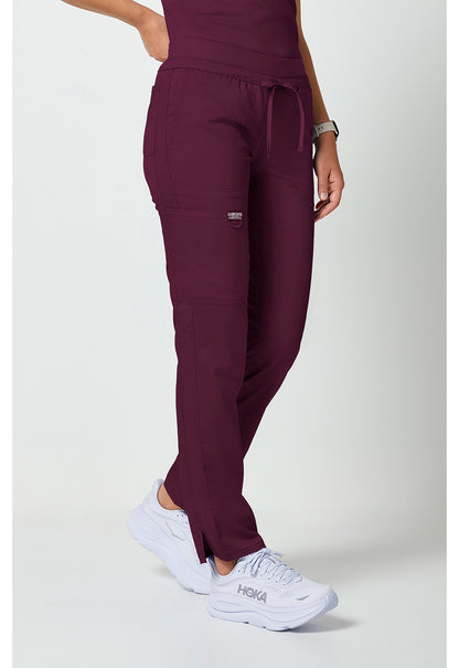 Workwear Revolution WW105 Women's Mid Rise Tapered Leg Drawstring Scrub Pants Wine